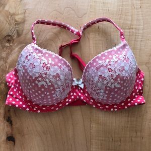 Victoria’s Secret Body by Victoria Lined Demi 32D Red and White Polka Dot